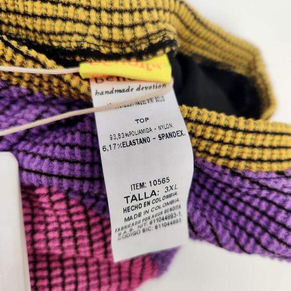 Agua Bendita Hazel Swim Crop Top Short Sleeve Purple Pink Size 3XL NWT - Picture 6 of 6